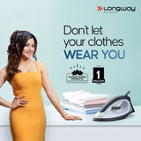 Longway Kwid Light Weight Non-Stick Teflon Coated Dry Iron, Electric Iron for Clothes | 1 Year Warranty| (1100 Watt, Black/ Blue)