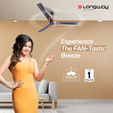 Longway Creta P1 1200 mm/48 inch Ultra High Speed 3 Blade Anti-Dust Decorative Star Rated Ceiling Fan (Ivory/Smoked Brown, Pack of 1)