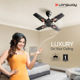 Longway Creta P1 600 mm/24 inch Ultra High Speed 4 Blade Anti-Dust Decorative Star Rated Ceiling Fan (Golden/Rusty Brown , Pack of 1)