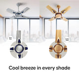 Longway Starlite-1 P1 600 mm/24 inch Ultra High Speed 4 Blade Anti-Dust Decorative Star Rated Ceiling Fan (Golden Beige, Pack of 1)