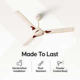 Longway Creta P2 1200 mm/48 inch  3 Blade Anti-Dust Decorative Star Rated Ceiling Fan (ivory, Pack of 2)