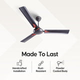 Longway Creta P1 1200 mm/48 inch Ultra High Speed 3 Blade Anti-Dust Decorative Star Rated Ceiling Fan (Ivory/Smoked Brown, Pack of 1)