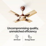 Longway Creta P1 600 mm/24 inch Ultra High Speed 4 Blade Anti-Dust Decorative Star Rated Remote Controlled Ceiling Fan (Golden/Rusty Brown , Pack of 1)