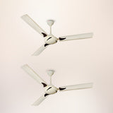 Longway Creta P2 1200 mm/48 inch Ultra High Speed 3 Blade Anti-Dust Decorative 5-Star Rated Ceiling Fan (ivory, Pack of 2)