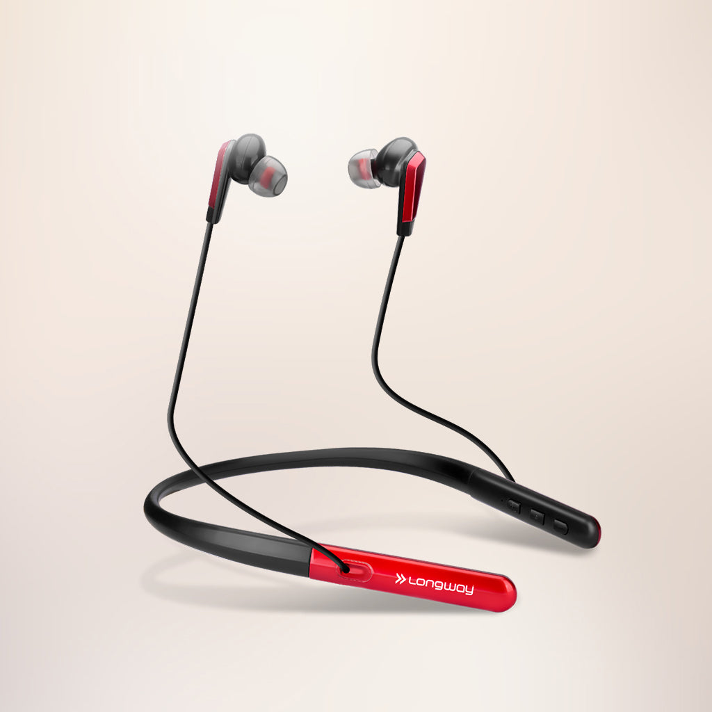 Longway Evoke 355 Wireless in-Ear Bluetooth Neckband with mic (Pack of 1)