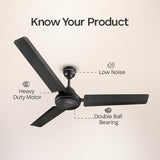 Longway Evalion P1 1200 mm/48 inch BLDC Motor Remote Controlled 3 Blade Anti-Dust Decorative 5-Star Rated Ceiling Fan (Smoked Brown, Pack of 1)