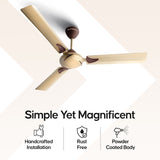 Longway Creta P1 1200 mm/48 inch Remote Controlled 3 Blade Anti-Dust Decorative 5- Rated Ceiling Fan (Golden , Rusty brown Pack of 1)